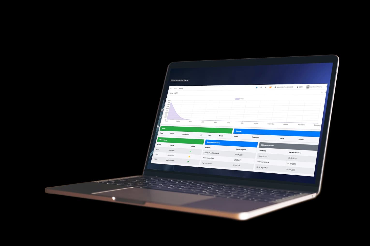 Aitrol ERP interface on a laptop